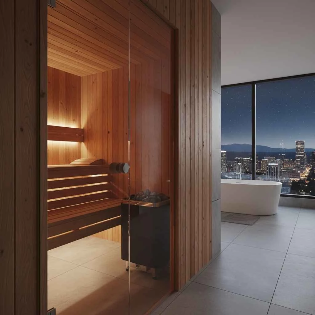 Built-in cedar sauna in a Portland home