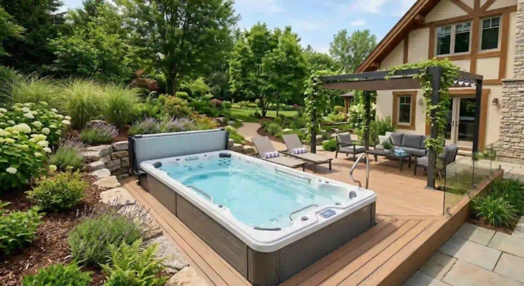 Finished swim spa relocation and outdoor setup
